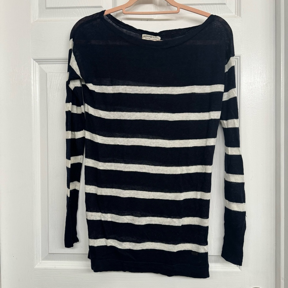 Ralph Lauren Denim & Supply Linen Boatneck Tunic Navy/Cream Stripe, size XS